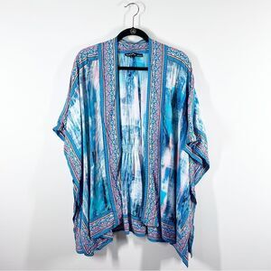 Tolani‎ blue bohemian art to wear printed kimono women’s size L
